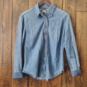 Vintage Express Bleus large denim amber snap shirt